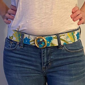 Reversible Floral Seersucker Belt